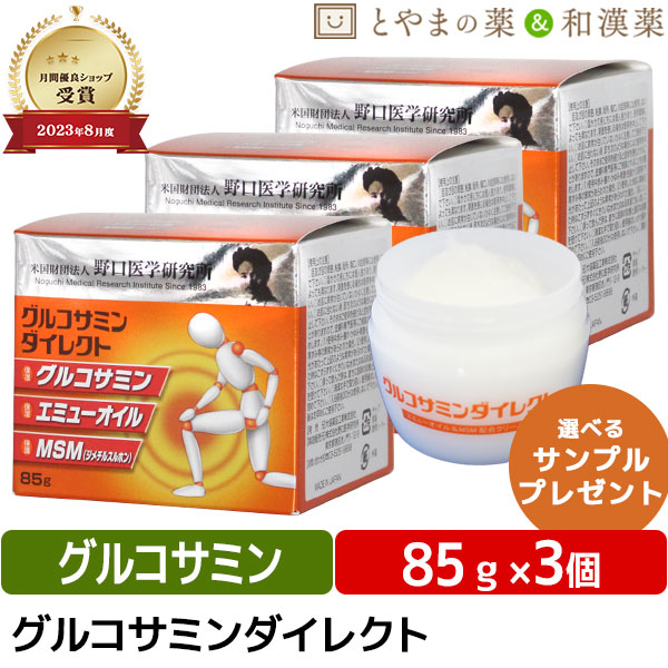＼レビュー特典あり／ 野口医学研究所 グルコサミンダイレクト 85g 3個 セット | 塗る グルコサミン エミューオイル マッサージ クリーム ひじ 腰 肩 無香料 塗るグルコサミン 野口医学研究所 塗るサプリメント 足 エミュークリーム 温感クリーム 温感 お中元 ギフト