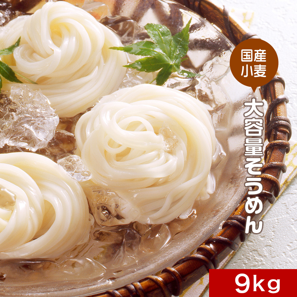 【ポイント20倍】そうめん 素麺 乾麺 国産小麦使用 大容量 9Kg（450g×20袋）　切刃26番丸 麺類 めん 訳あり まとめ買い まとめ売り にゅう麺 送料無料 美味しい おすすめ 食品