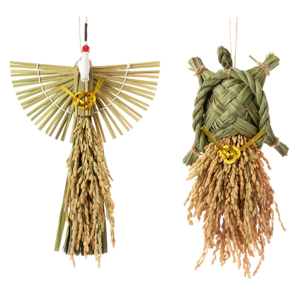 楽天市場 竹治郎 わら細工 鶴亀セット 寿鶴 祝亀 注連飾り 新潟県南魚沼の正月飾り Japanese New Year Decoration Made Of Straw こだわりの和雑貨 和敬静寂