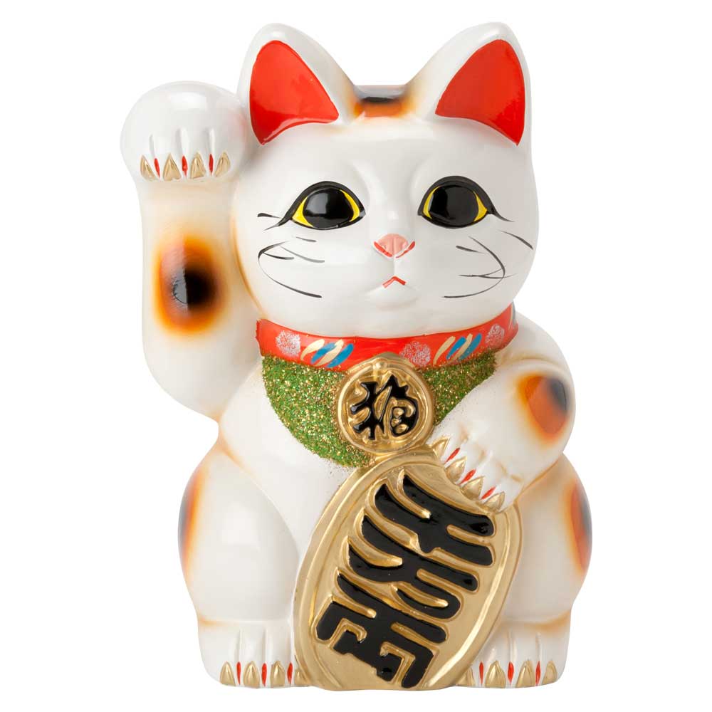 新品　常滑窯　黄金小判猫　招き猫　高さ25cm ラッキーキャット　左手　座布団付 楽天市場】常滑焼 招き猫 7号小判白猫貯金箱 左手上げ (143-65-86