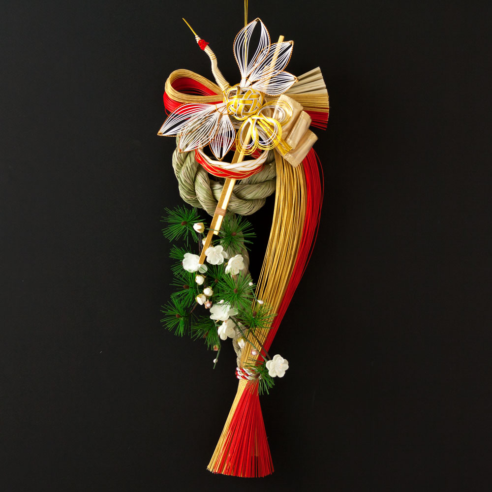 正月飾り　注連飾り　竹治郎　雪月風花　鶴華耀（つるかよう）　新潟県南魚沼の正月飾り　10000サイズ　和モダンな玄関飾り　門やエントランスにも　日本製のおしゃれなお正月リース　Japanese New Year decoration made of straw