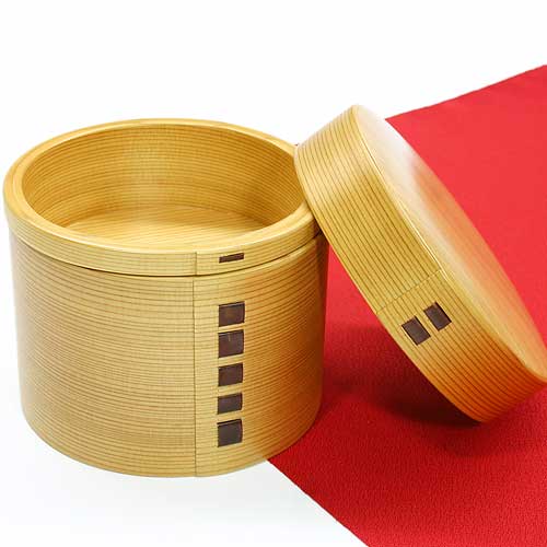 大館曲げわっぱ 丸二段弁当 (k-130) 秋田県の言い慣わし芸術品 原作者：言い慣わし芸術士・栗盛俊二 Odate Magewappa  Bento lunch box 弁当箱・弁当袋-キッチン用品・食器・調理器具