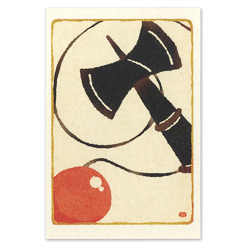 楽天市場 和道楽 和風版画風ポストカード しろたえ けん玉 1枚 こだわりの和雑貨 和敬静寂