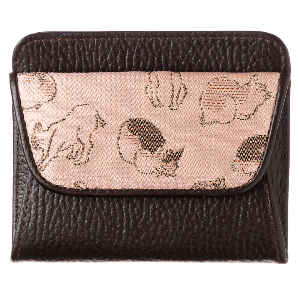 京都 あらいそ ねこ尽くしコインケース 桃×茶 西陣織呼びもの裂 Kyoto nishijin  Coin purse
