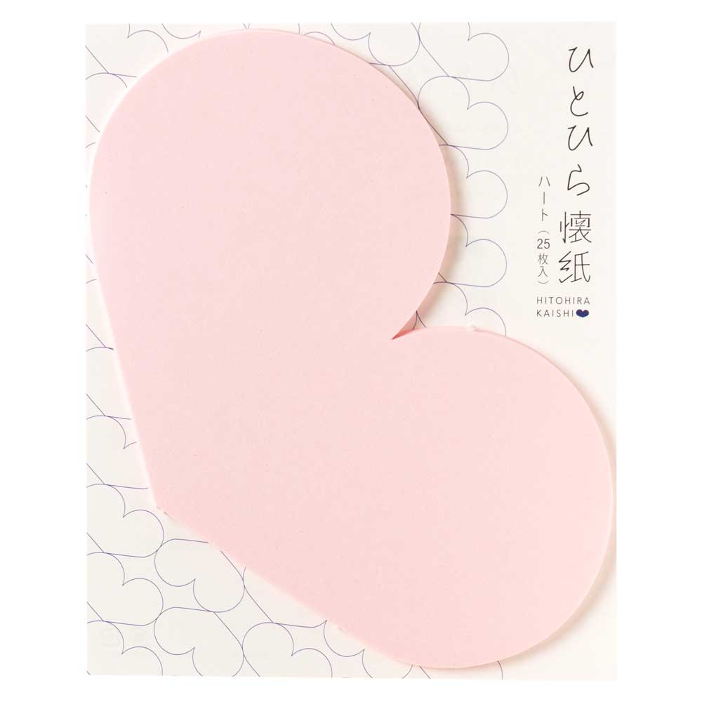辻徳　ひとひら懐紙　ハート　ピンク　25枚入り　にじみ止め加工の越前和紙　お皿　コースター　紙ナプキン　箸置き　カトラリーレスト画像