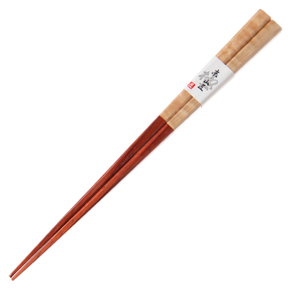 銘木　組み合わせ箸　四角箸24cm　楓＋紅紫檀002　京都・美山　銘木工芸　山匠　Wooden square chopsticks Maple and Red rosewood Works of Japanese precious wood
