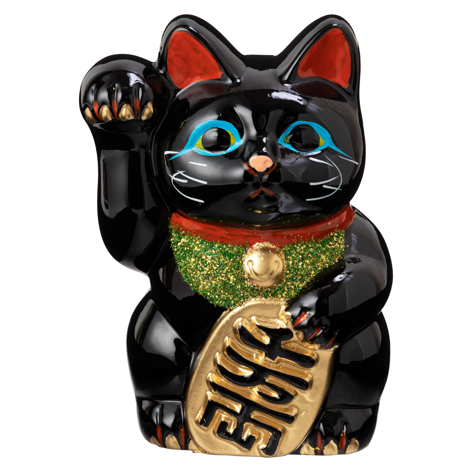 常滑焼　招き猫　5号小判黒猫貯金箱　右手上げ　高さ16cm　開運招福　家運隆盛　商売繁盛　千客万来　愛知県の工芸品 5,389円