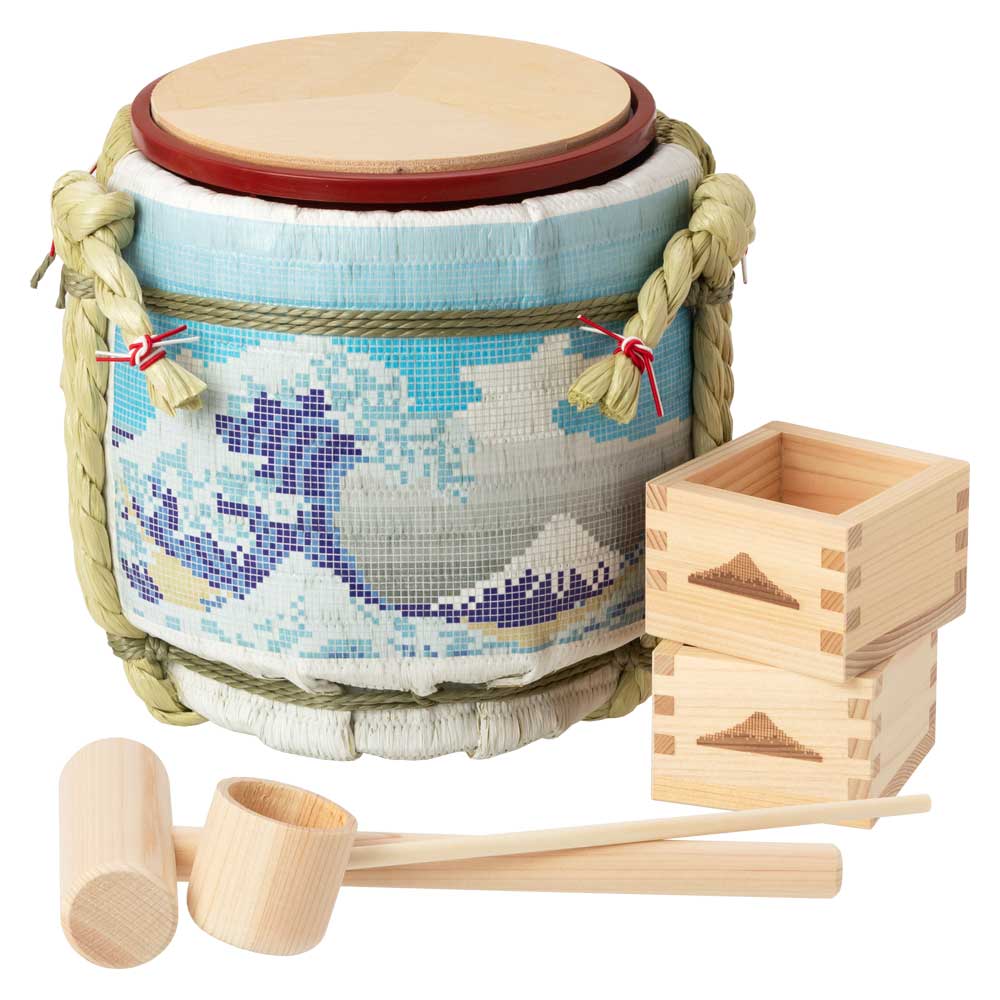 楽天市場】岸本吉二商店 ミニ鏡開きセット 菰樽 土産樽・御来光 5勺絵