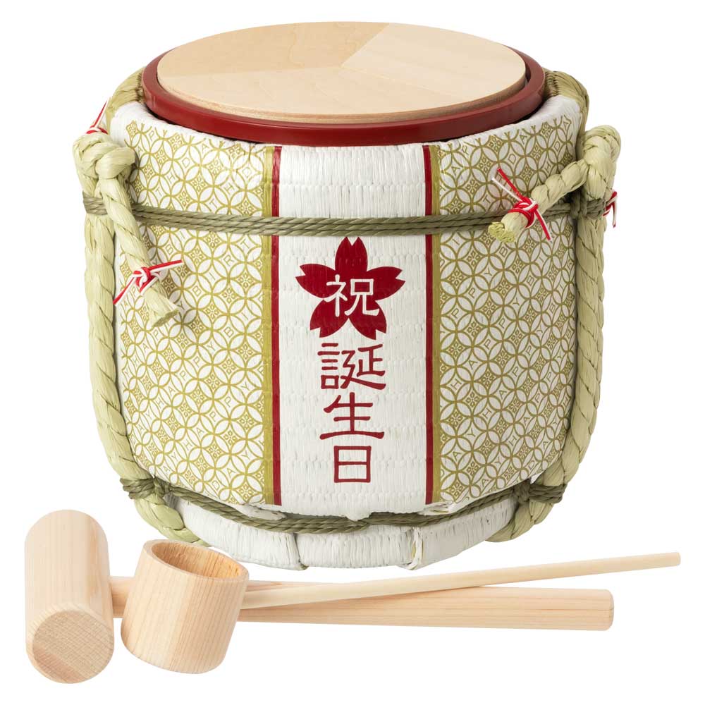 岸本吉二商店 ミニ鏡開きセット 菰樽 木槌付き 容量720ml マグネット式鏡板で何度でも 結婚式 披露宴 演出 イベント お祝い ギフト 縁起物 誕生日 誕生日祝い バースデー サプライズ こも樽｜こだわりの和雑貨　和敬静寂