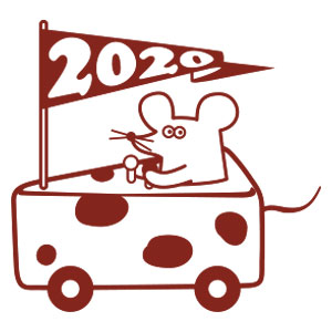 2020チーズカーねずみ (11003-009)　年賀状イラストスタンプ・大　こどものかお　Stamp for the New Year's card