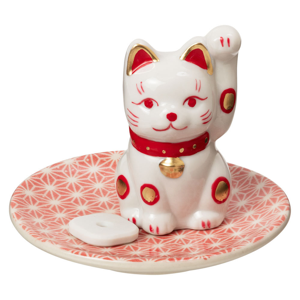 楽天市場】招猫香立・青 まねきねこ 右手上げ 瀬戸焼のお香グッズ 日本