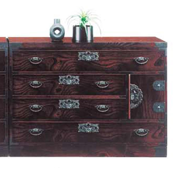 Waki Int Zelkova Dresser Chest Folk Low Width 120 Cm With Drawer