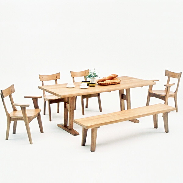 【10％オフ＋値引クーポン】ダイニングセット ダイニングテーブルセット ナチュラル タモ 木製 6点セット 幅180cm テーブル ベンチ 肘付き 椅子 六人掛け 韓国インテリア