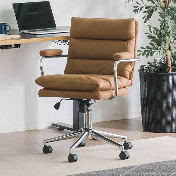 デスクチェア オフィスチェアー パーソナルチェア 昇降式 360度 回転チェア ダイニングチェア デザインチェア キャスター付 レザーファブリック アイアン脚 パーソナルチェア デスクチェア 幅40cm ブラック キャスター 昇降式