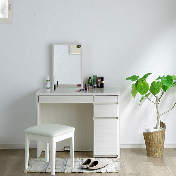 ホワイトドレッサー・鏡台　鏡面仕上げ 三面鏡 ドレッサー 鏡台 ホワイト 白