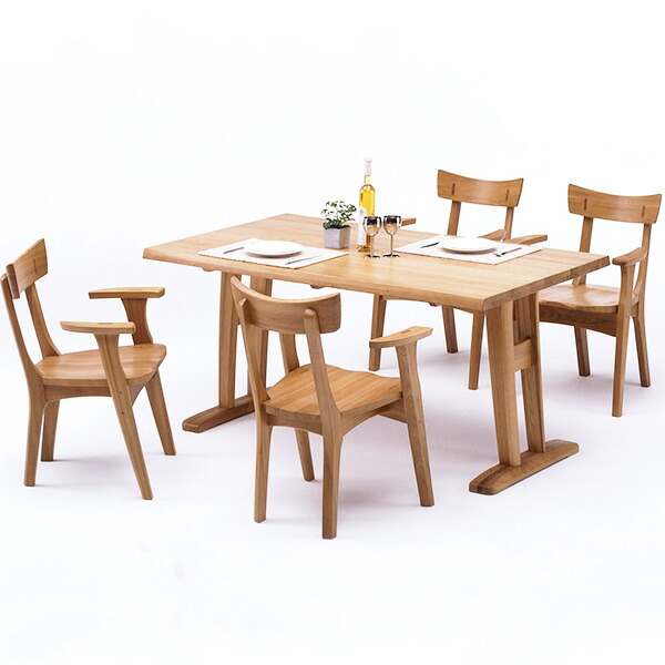 【マラソン限定全商品ポイント10倍】ダイニングセット ダイニングテーブルセット ナチュラル タモ 木製 5点セット 幅150cm テーブル 肘付き 椅子 四人掛け 韓国インテリア
