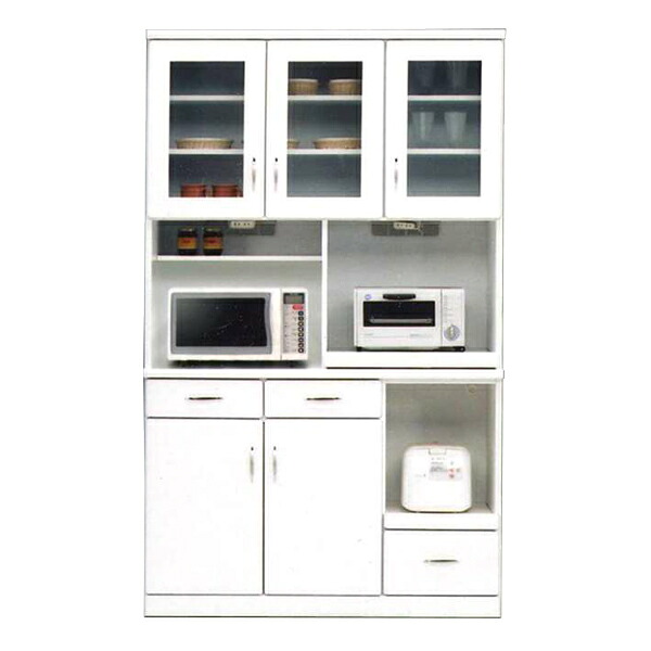 【マラソン限定全商品ポイント10倍】【開梱設置付き】カップボード レンジボード 幅120 キッチンボード 食器棚 ホワイト キッチン収納 収納家具 日本製 白 シンプル 韓国インテリア