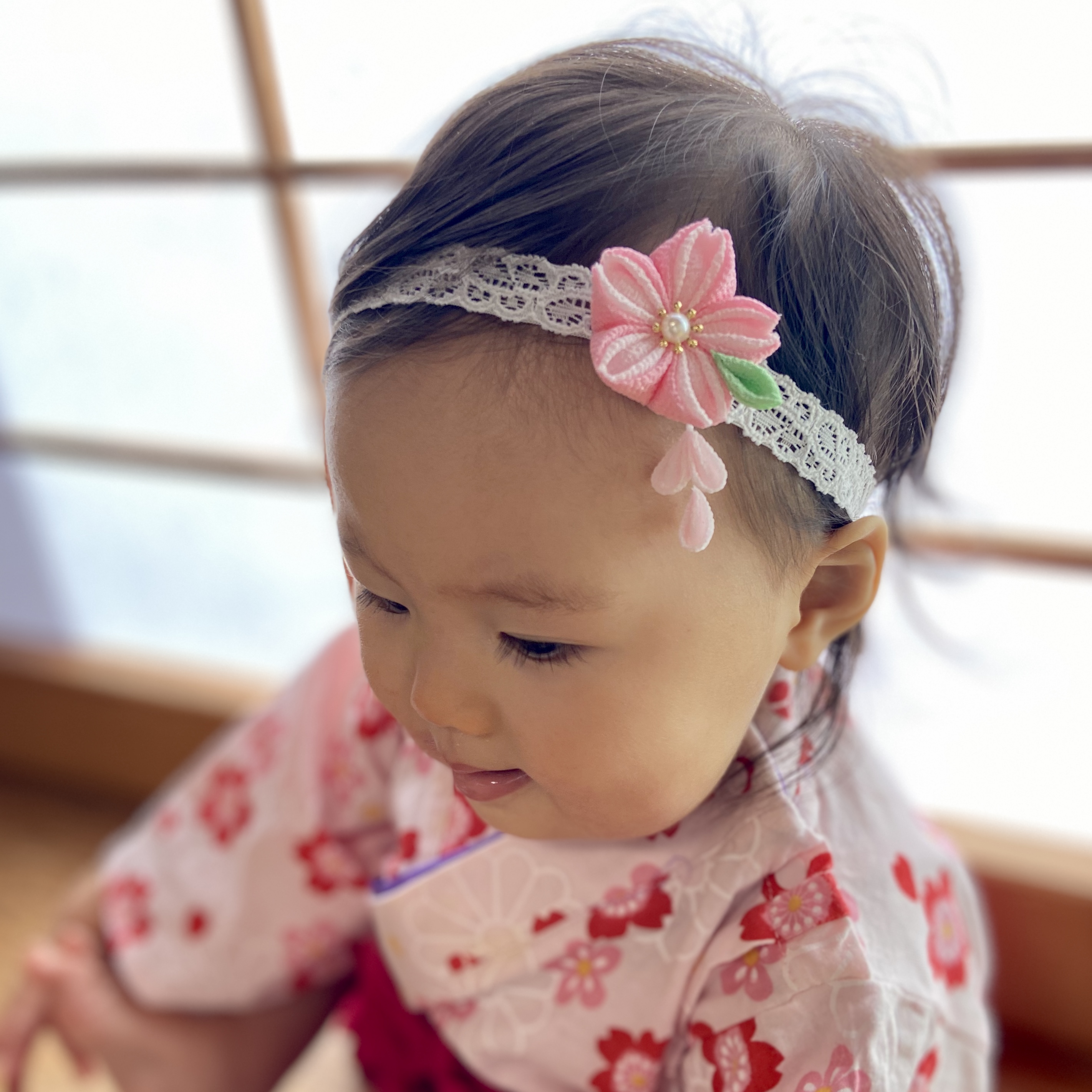 入園入学祝い ヘアバンド 赤ちゃん ベビー レース素材 リボン