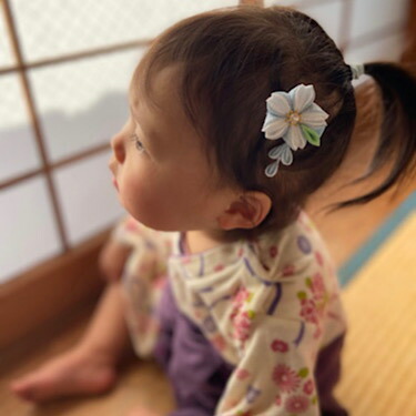 メール便送料無料2way ベビーヘアバンド お宮参り お食い初め かんざし シルク ストレッチレース ヘアアクセサリー ベビークリップ リボン 和風 桃の節句 桜水色 正絹 浴衣 着物 赤ちゃん 雛祭り 髪飾り ギフト 和風