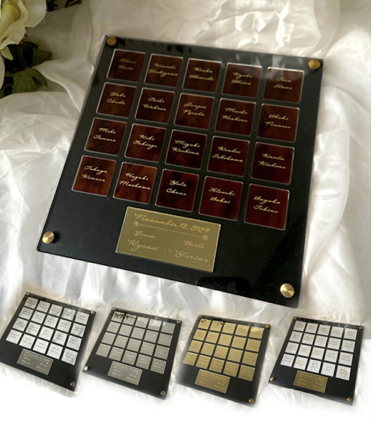 ゲスト参加型　ウェルカムボード　黒　ハートドロップス　ウェディングドロップス　結婚証明書　アクリル　ゲストカード　席札　テーブルサイン　少人数ウェディング　結婚証明書