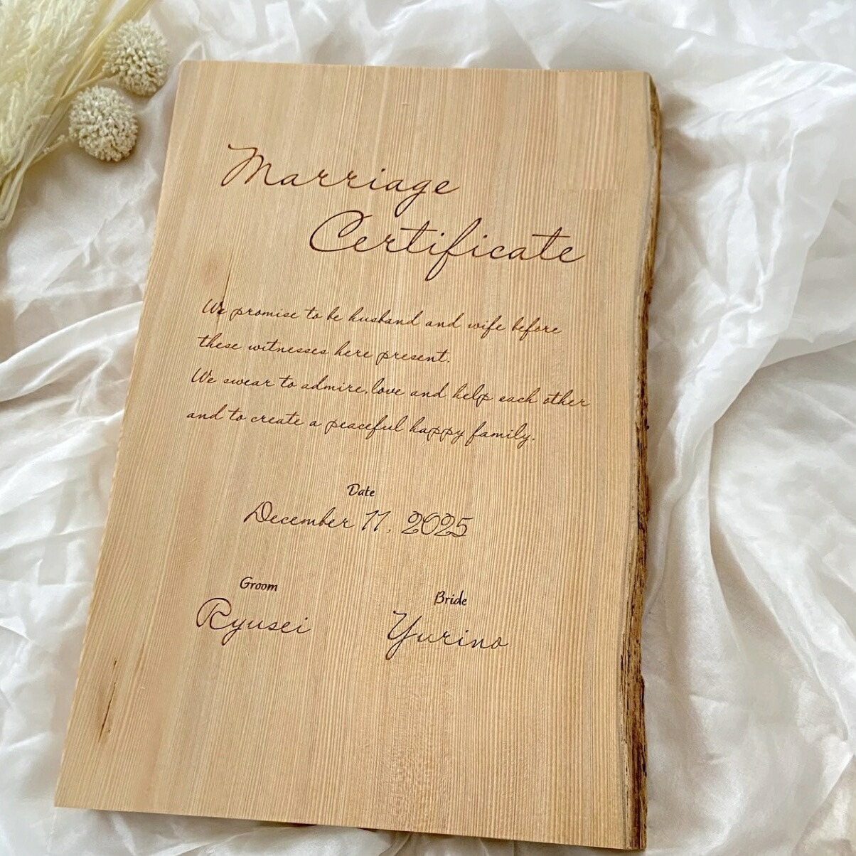 一点物 屋久杉の結婚証明書 無垢材 銘木 ウェルカムボード ウェディングボード ウェルカムスペース|和小物 藤乃