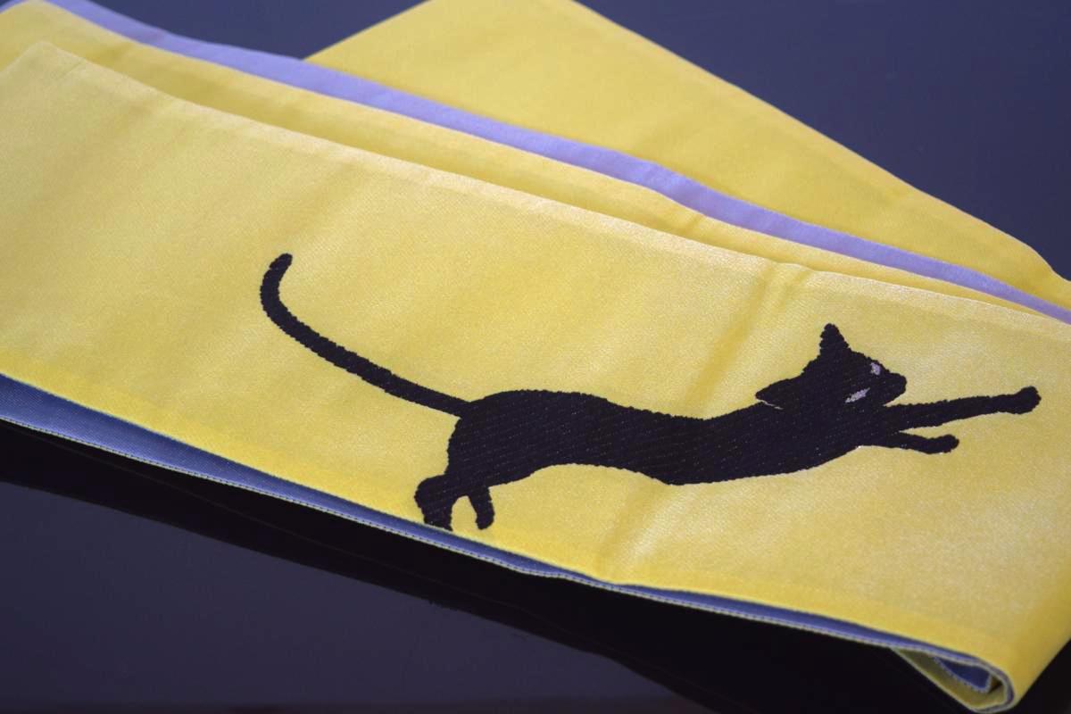 お年玉セール特価】 新品タグ付 撫松庵 芙蓉に猫 モール猫半幅帯 お年玉セール特価】 新品タグ付 撫松庵 芙蓉に猫 モール猫半幅帯