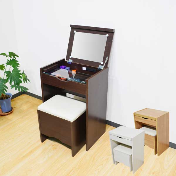楽天市場】シンプル1面鏡ドレッサー ドレッサー スツール付 幅50cm