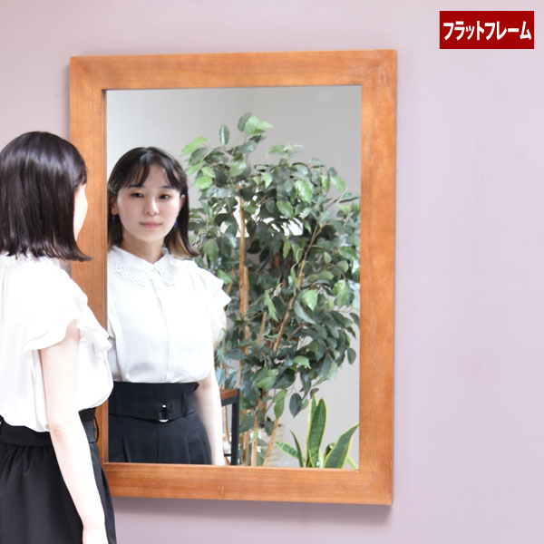 フラットフレーム壁掛けミラー ZAGA 大型鏡 天然木 ZAMI0136-BB