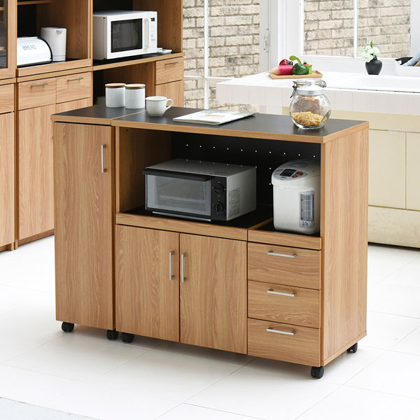 楽天市場】キッチンカウンター 食器棚 カウンター レンジ台 収納庫付