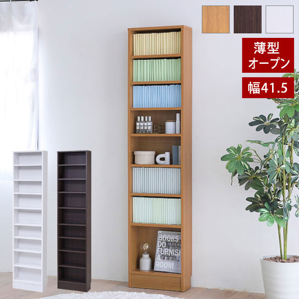 薄型オープン書棚 本棚 幅41.5cm 奥行16.5cm MEMORIA 棚板が1cmピッチで可動する自在な棚割り FRM-0100-JK｜わくわく家具