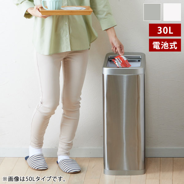 シャッター式横開きセンサーゴミ箱 30L 自動開閉 キッチンダストボックス TAN-5021-30