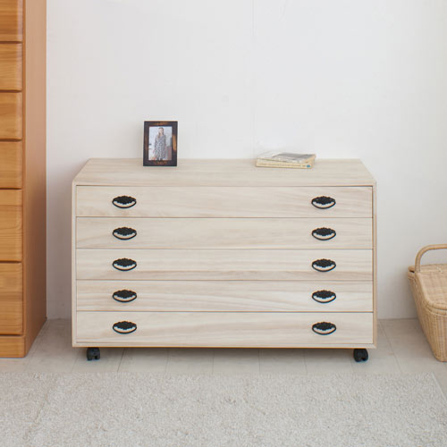 楽天市場】桐隅金具付きチェストキャスター付き 5段 幅99.5cm HI-0044 :