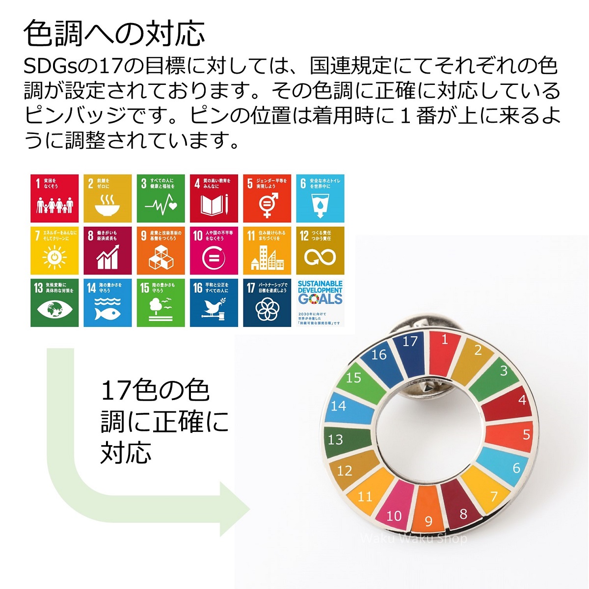 国連ガイドライン対応 SDGs ピンバッジ バッチ 平らタイプ20個 【気質アップ】 1個からまとめ買いまで バッヂ