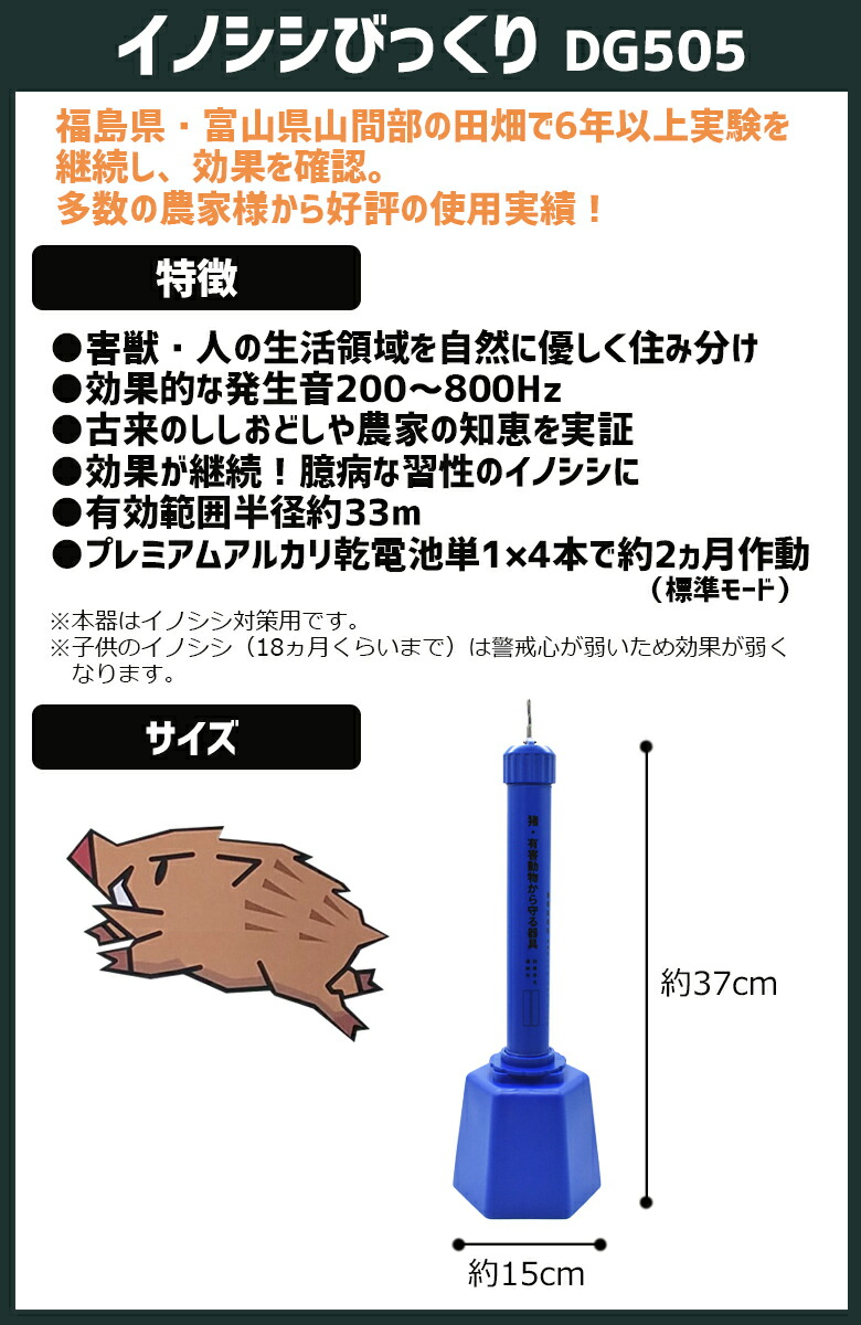 イノシシびっくり Dg 503n 単品 乾電池付 音でいのししを撃退 イノシシ対策 害獣駆除 害獣対策器 害獣対策装置 防獣用品 ガーデニング 農業 新栄 Tbset Com