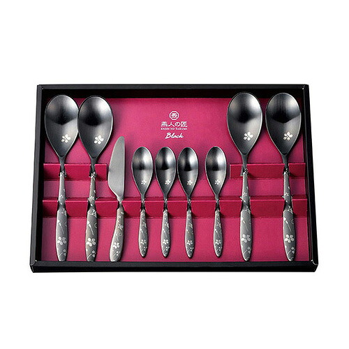 【お買い物マラソン中エントリーでポイント10倍】【保証付】燕人の匠 ブラック 桜吟・カトラリー9pcs ECTB-1501 キッチン カトラリー おしゃれ 新生活 雑貨 贈り物 ギフト プレゼント イベント 燕三条 日本製 国産 よこやま｜ワクイショップ　店