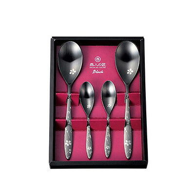 【お買い物マラソン中エントリーでポイント10倍】【保証付】燕人の匠 ブラック 桜吟・カトラリー4pcs ECTB-701 キッチン カトラリー おしゃれ 新生活 雑貨 贈り物 ギフト プレゼント イベント 燕三条 日本製 国産 よこやま｜ワクイショップ　店
