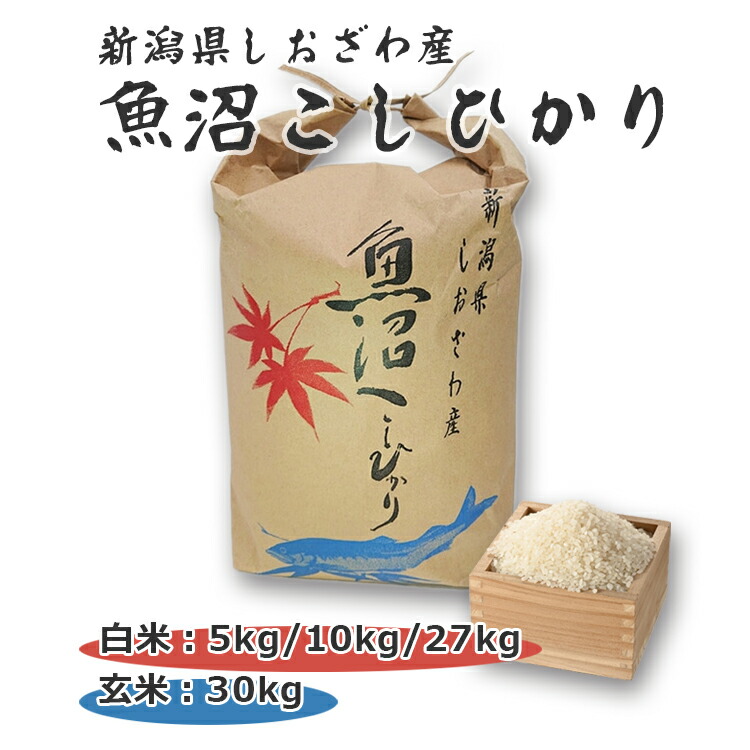 【送料無料】魚沼産 こしひかり コシヒカリ 米 お米 ご飯 令和7年産 2025年産 精米 白米 27kg 10kg 5kg 玄米 30kg 一袋 袋入り 新潟県 水稲うるち米 1等米 備蓄 御飯 贈り物 ギフト プレゼント