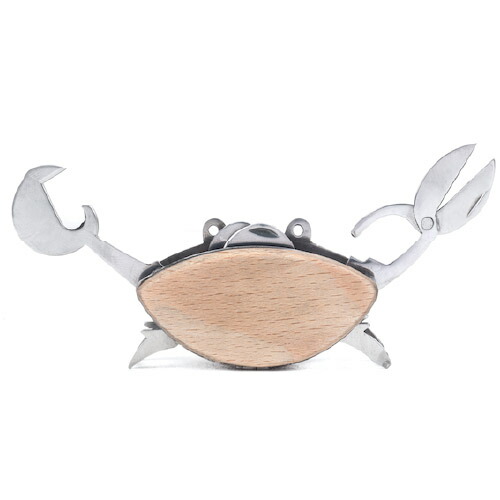 おもしろ雑貨 カニ 蟹 クラブマルチツール Crab Multi Tool マルチツール ボトルオープナー のこぎり ナイフ マイナスドライバー クラブ 木 オブジェ かわいい WakuWaku