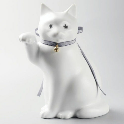 【招き猫】白ネコ/陶器製【貯金箱】 楽天市場】金運招き 白猫貯金箱 置物 鈴付き 置き物 おしゃれ
