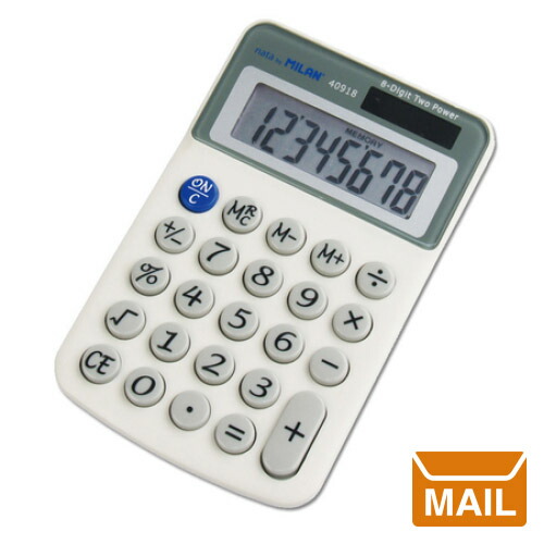 楽天市場 メール便 文房具 おしゃれ 電卓 カリキュレーター Milan 8桁 ホワイト グレー K492 1154 シンプル デザイン コンパクト ポケット 書斎 アパレル 美容室 ショップ Wakuwaku Wakuwaku