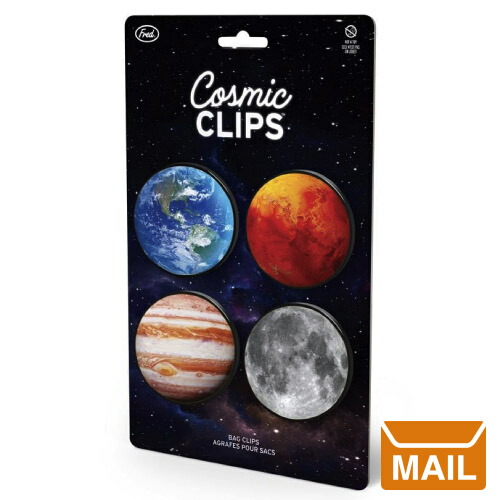 楽天市場 メール便 クリップ かわいい おもしろ 文具 惑星クリップ 地球 月 宇宙 Fred フレッド Cosmic Clips おもしろ雑貨 キッチン雑貨 バッククリップ 大きめ プラスチック Wakuwaku Wakuwaku