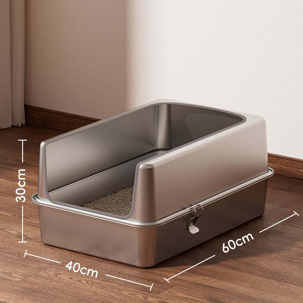 ステンレス 大型 60cm 30cm 深型 ハイタイプ 猫用トイレ本体 砂飛び散り防止 飛び散り防止 匂い対策 臭わない お手入れ簡単 洗いやすい 丸洗い ネコトイレ キャットトイレ 頑丈|わくわくわく堂