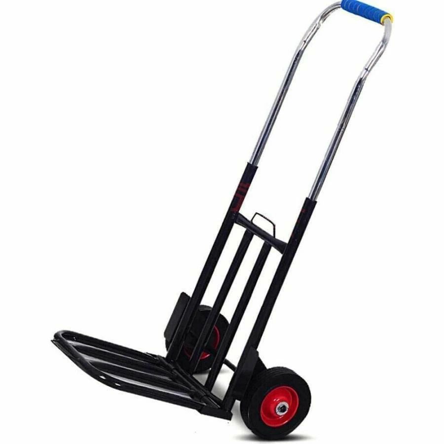 200kg黒いこと) 身寄り用(耐荷重 ラバーホイールキャリー手押し車手押し車 静音 折りたたみ 軽さ 軽銀アロイ