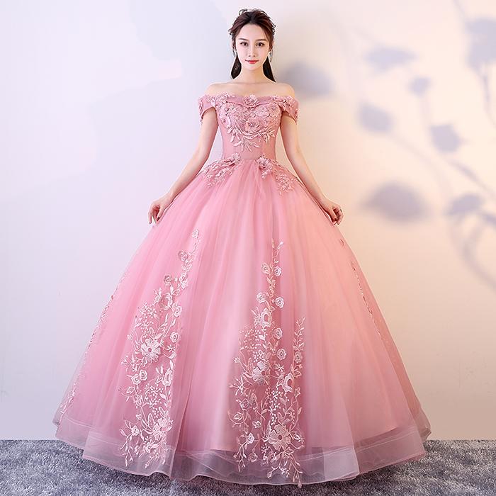 ロングドレス ピンク パーティードレス 結婚式 フォーマルドレス 花嫁 コンサート 二次会 プリンセス ウエディングドレス ステージ衣装 大きいサイズ/小きいサイズ 披露宴 発表会 ブライダル 前撮り 後撮り フォトウェディング ウェディングフォト 挙式|わくわくわく堂