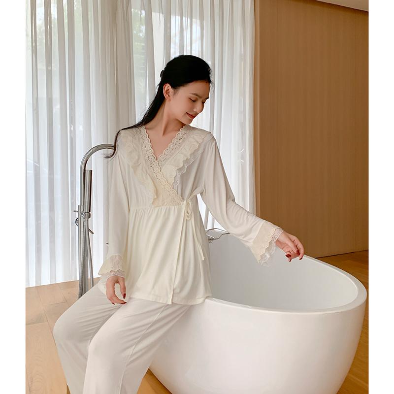 レディース 流行り物 春夏 秋 愛くるしい 今めかしい マタニティ 懐胎中 もの言う花 乳飲み子 薄っぺら 産後 パジャマ スピード競技 フラウンス ゆったり 分かりやすい ズボン下 ロング 長ズボン 長袖 トップス ボトムス 家