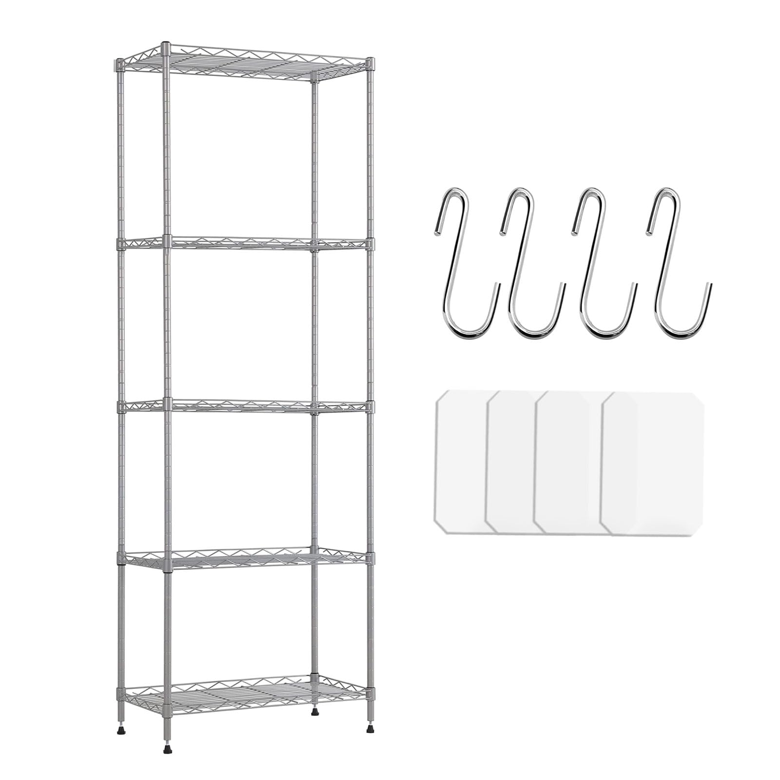 5段スチールラック 棚 メタルラック 耐荷重200kg 収納ラック 幅60×奥行40×高さ150cm シルバー