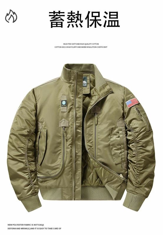 カッコイイ M～5XL 刺しゅう 立ち襟 心地よい アウター 上衣 前掛け 厚地の外套 中綿入り口・入口 防寒 防風 秋冬 春 MA-1 フ
