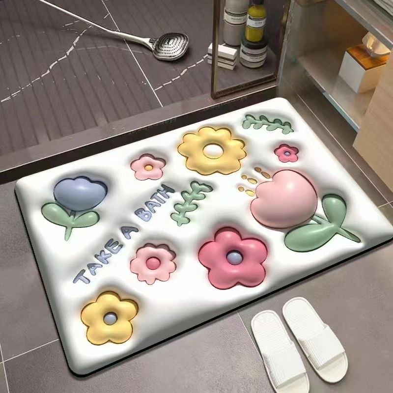 足 足ふき引っ敷き 今めかしい ケイ藻土引っ敷き 吸水 ３D吸水引っ敷き ３D画面引っ敷き お風呂引っ敷き 洗える ケイ藻土 二階建てバス引っ敷き 速乾 もの柔らか