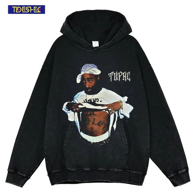 hiphop ダンスレッスン着 ダンスウエア ストリート 黒 フーディ パーカー メンズ プリント 2パック 2PAC