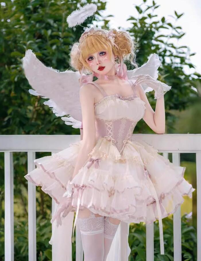 ゆめかわいい ロリータ ドレス ミニ丈 ジャンパースカート ジャンスカ ダンス 姫様 ゴージャス ゴスロリ ゴシック 甘ロリ